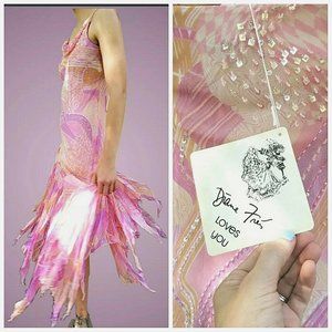Vintage DIANE FREIS $360 "FLAPPER" boho Silk Dress